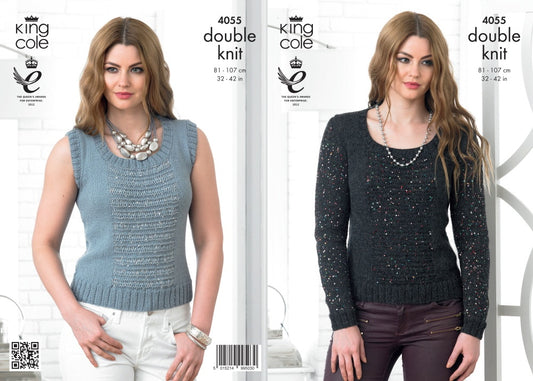 King Cole 4055 Ladies Jumper Knitting Pattern