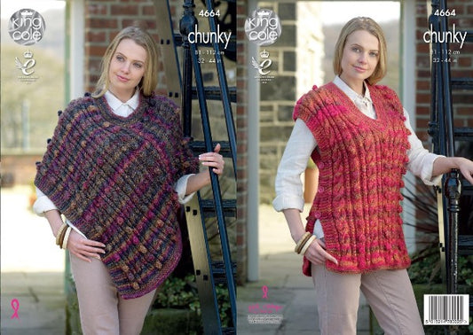 King Cole 4664 Adult Chunky Cape Tabard Knitting Pattern