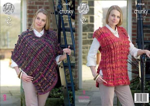 King Cole 4664 Adult Chunky Cape Tabard Knitting Pattern