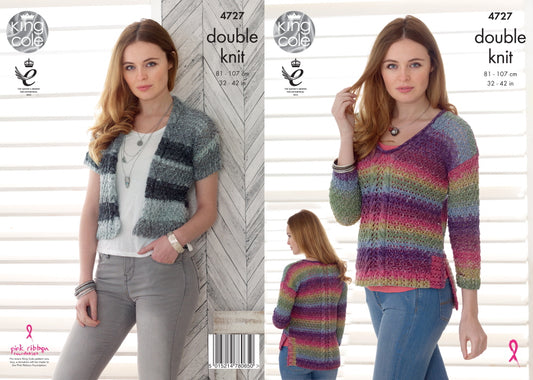 King Cole 4727 Knitting Pattern Sweater Jacket Double knit