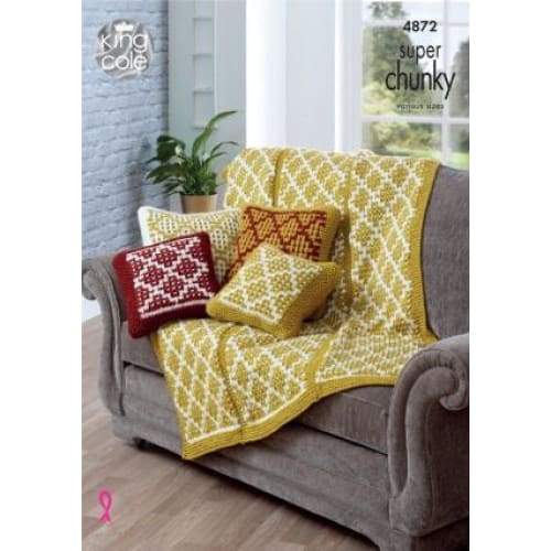 King Cole 4872 Super Chunky Throw Cushion Cover Knitting Pattern
