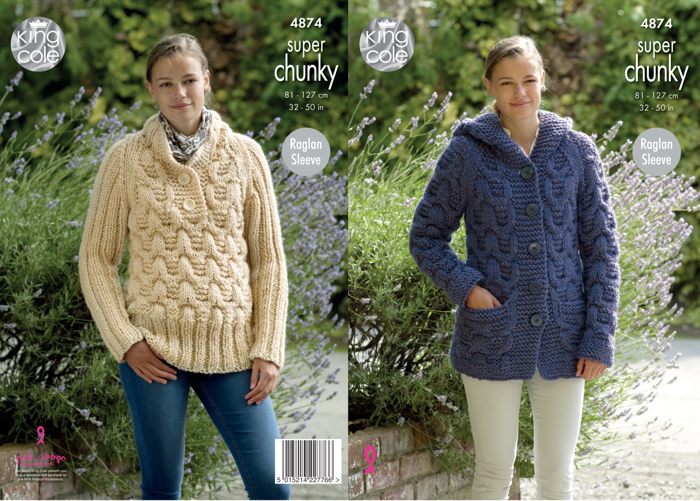 King Cole 4874 Adult Super Chunky Jacket Sweater Knitting Pattern