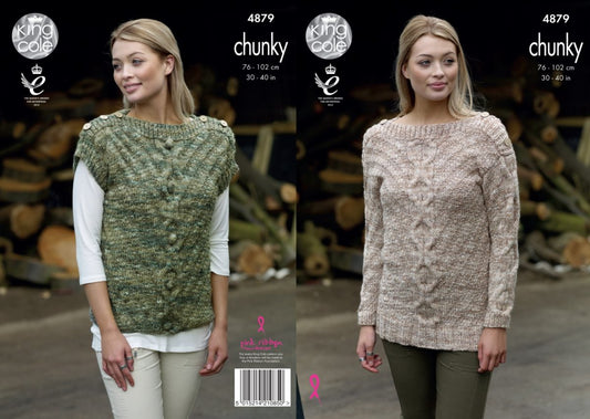 King Cole 4879 Chunky Knitting Pattern Sweater Tunic