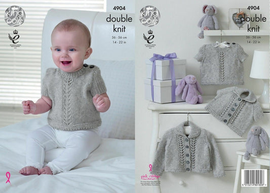 King Cole 4904 DK Babies Cardigan Sweater Knitting Pattern