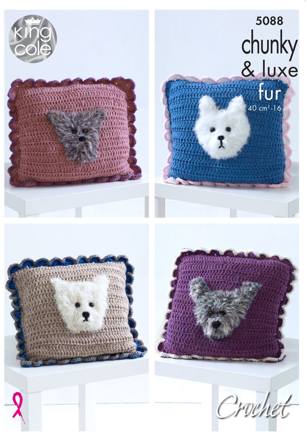 King Cole 5088 Chunky Cushion Covers Crochet Pattern