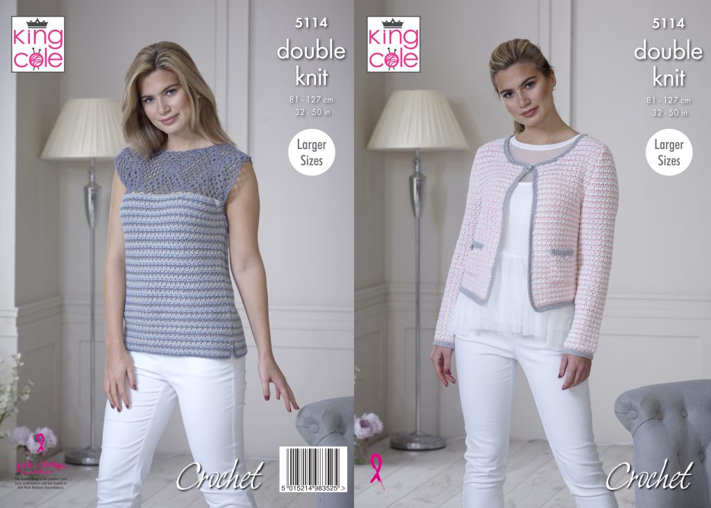 King Cole 5114 Adult DK Crochet Pattern Ladies Jacket Top