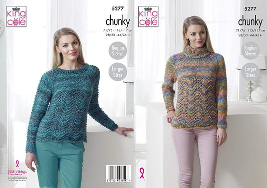 King Cole 5277Adult Chunky Sweaters Knitting Pattern