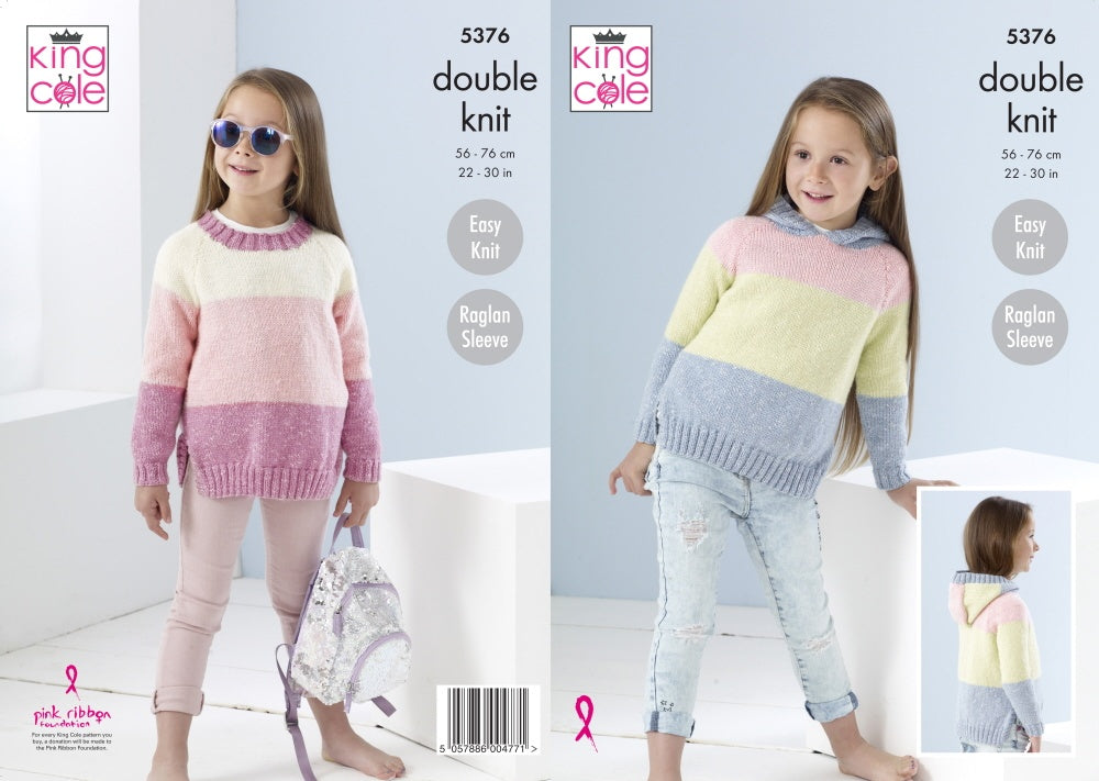 King Cole Knitting Pattern 5376 Girls Jumpers