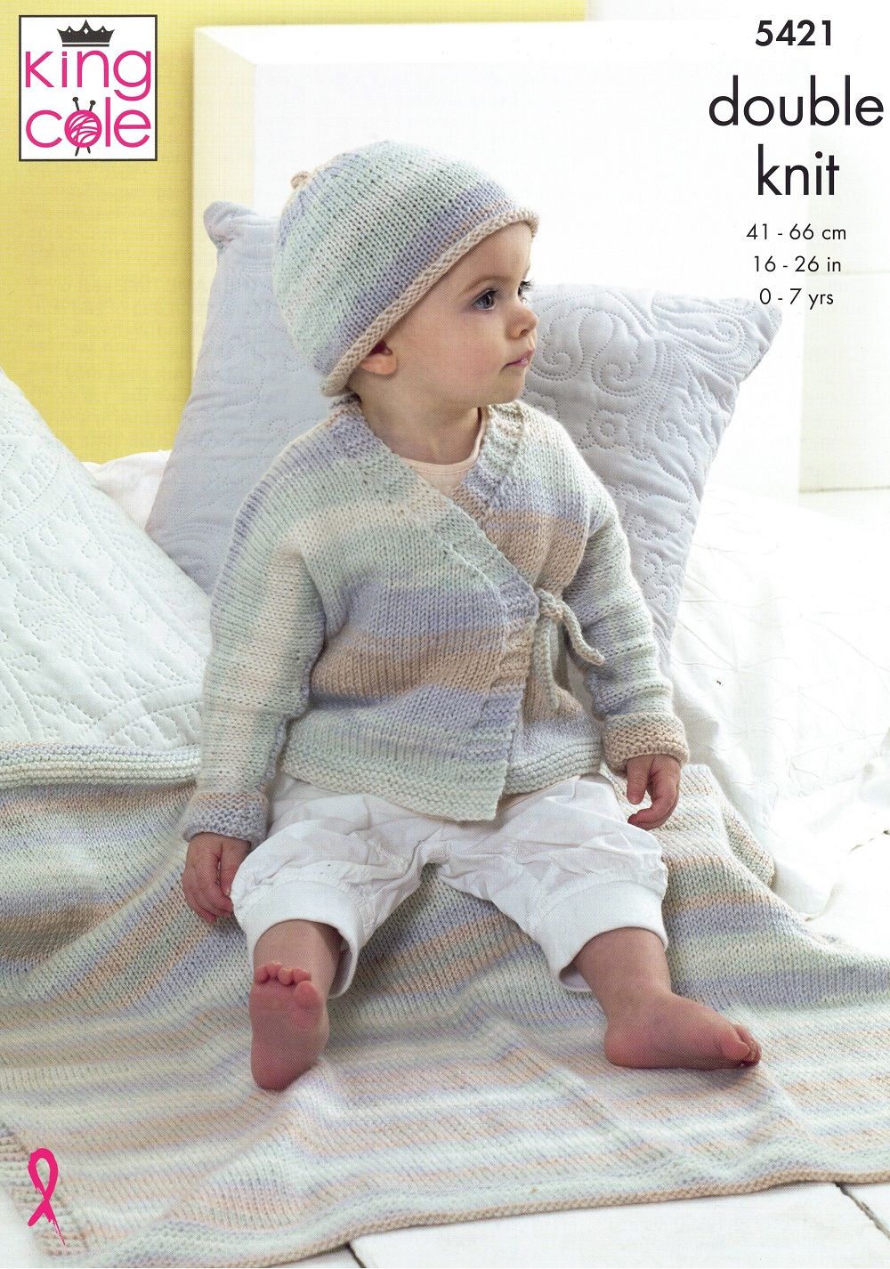 King Cole 5421 DK Baby Cardigan Hat Blanket Knitting Pattern