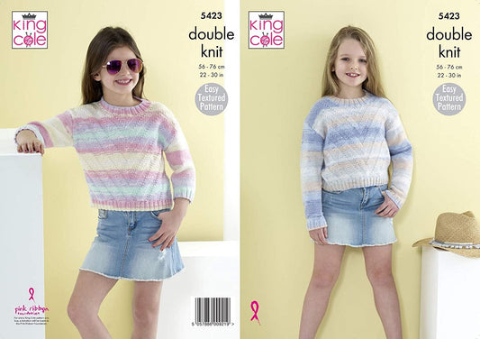 King Cole 5423 DK Child Sweater Knitting Pattern