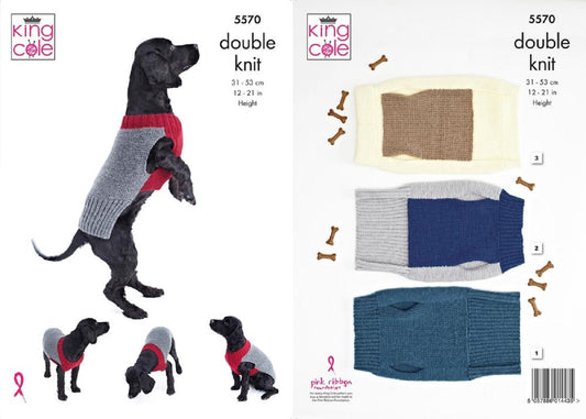 King Cole 5570 DK Dog Coat Knitting Pattern