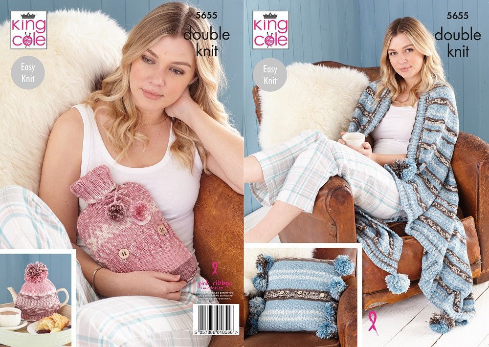King Cole 5655 DK Cushion & Accessories Knitting Pattern