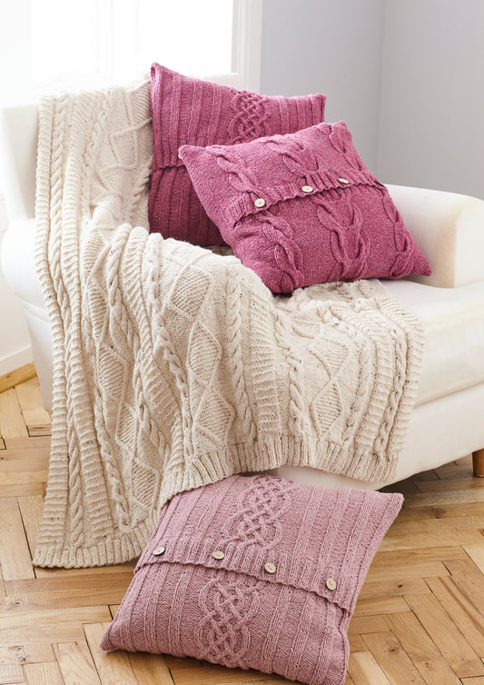 King Cole 5660 Aran Throw Cushion Covers Knitting Pattern
