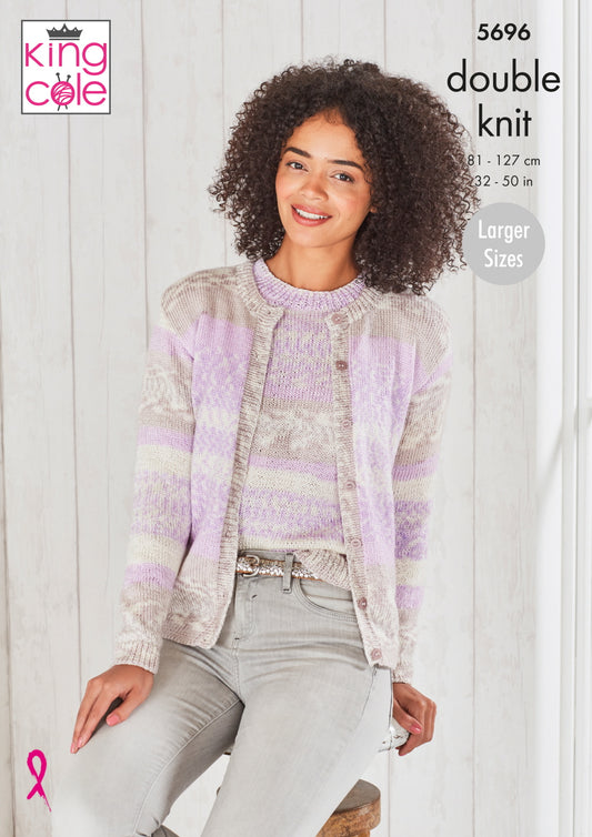 King Cole 5696 Adult DK Cardigan Sweater Knitting Pattern
