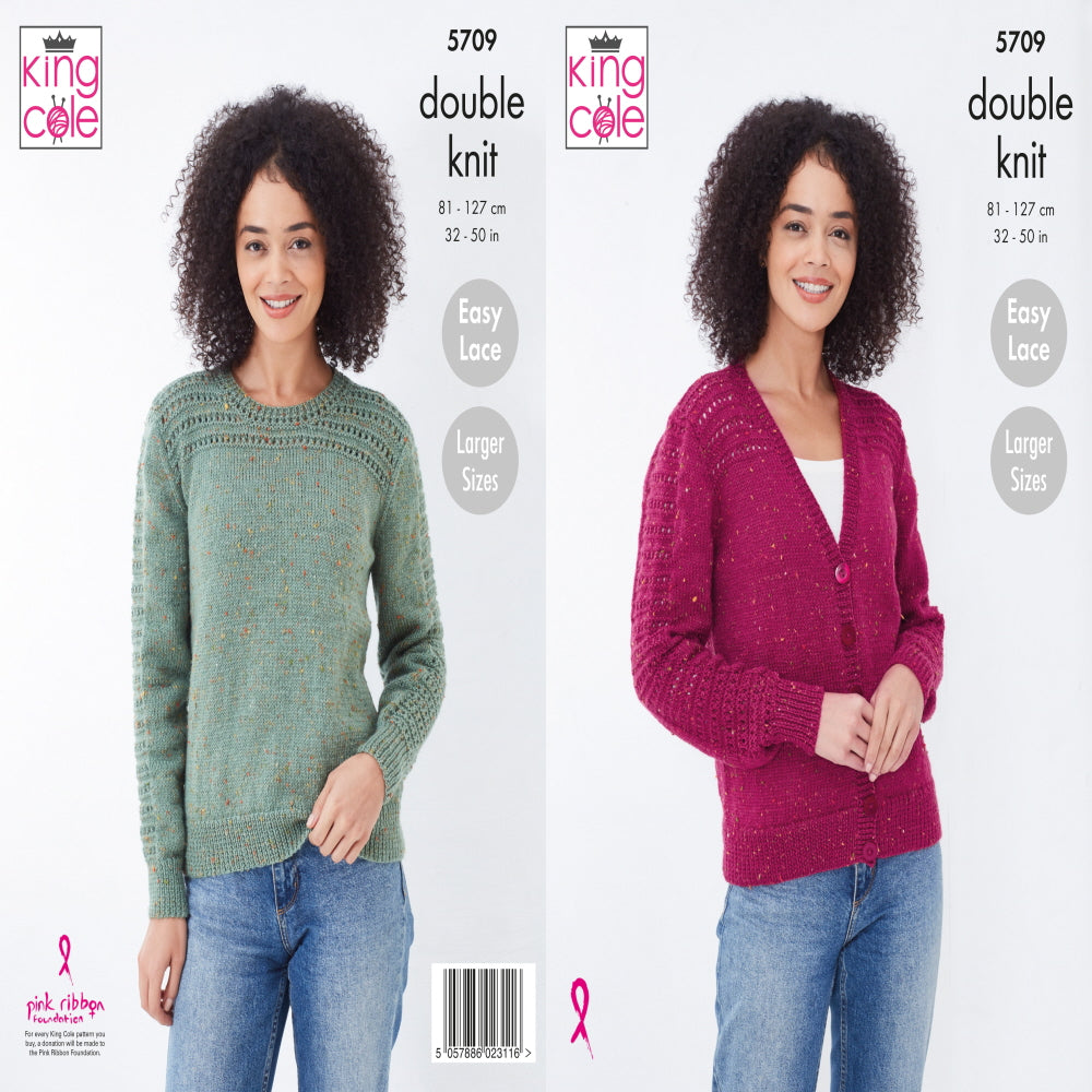 King Cole 5709 Adult DK Cardigan Sweater Knitting Pattern