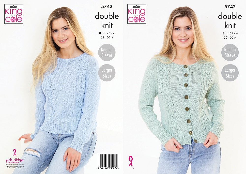 King Cole 5742 Adult Cardigan Sweater DK  Knitting Pattern