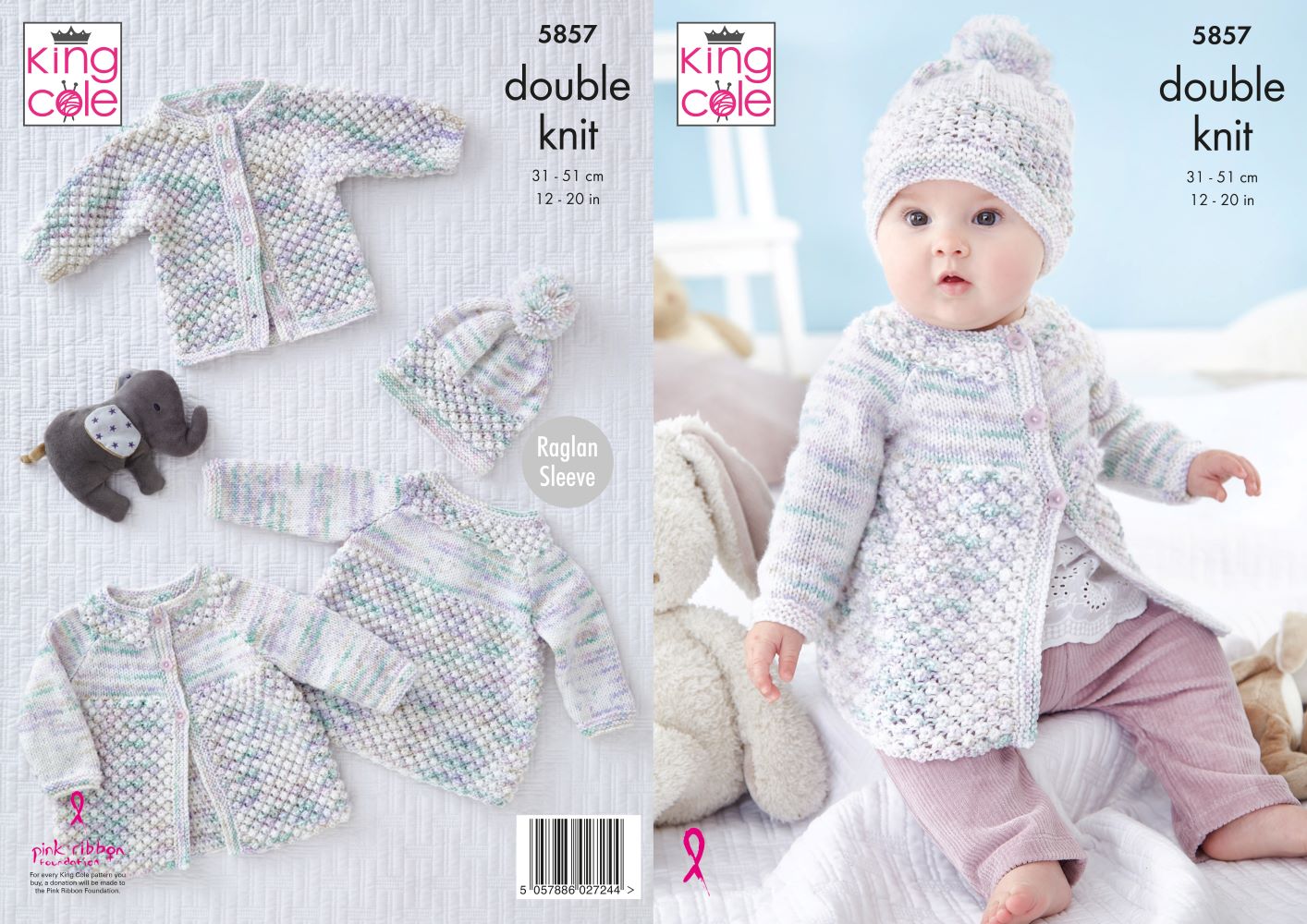 King Cole 587 Baby DK Matinee Coat Angel Top Jacket Hat  Knitting Pattern