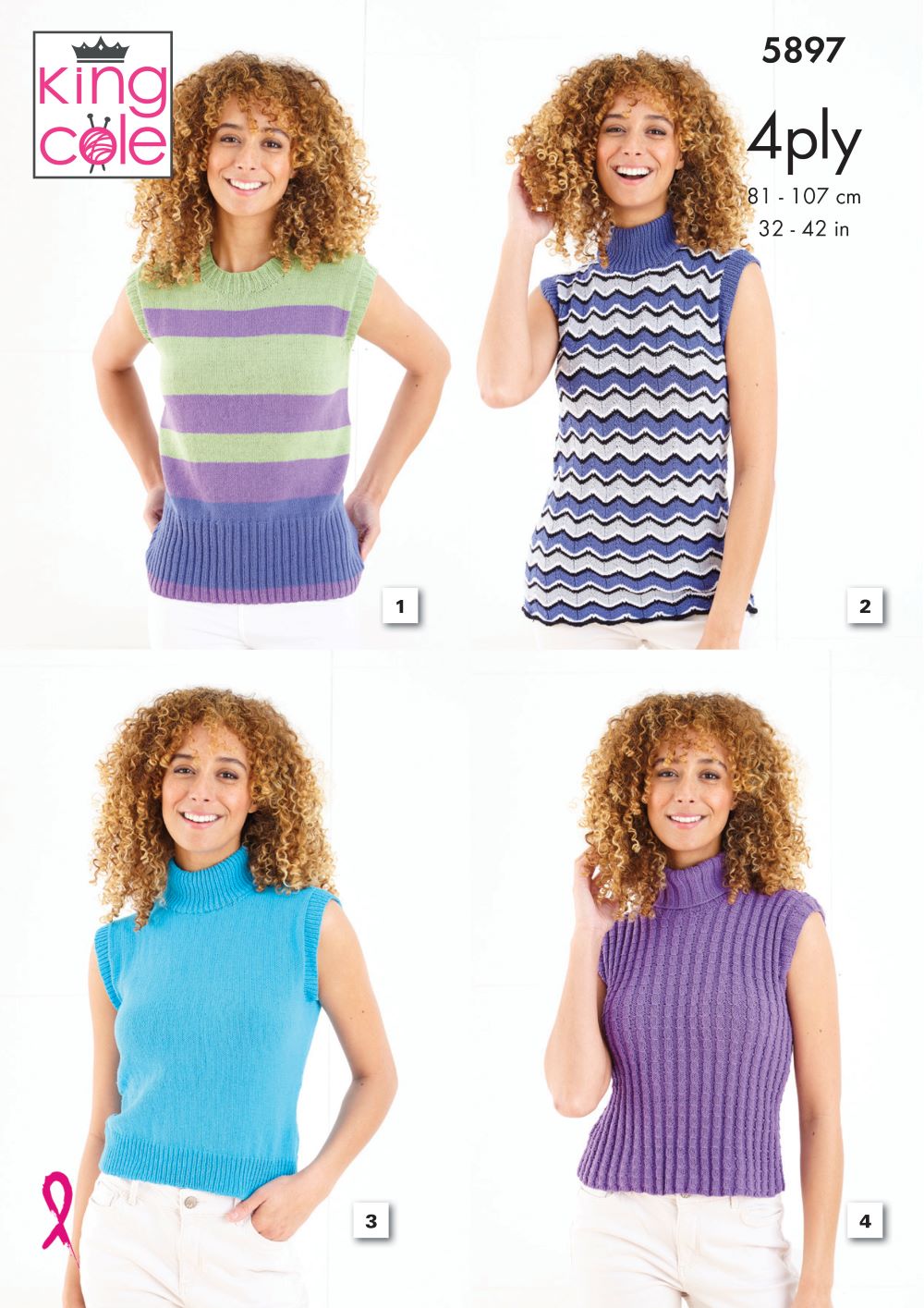King Cole 5897 Adult 4Ply Tank Top  Knitting Pattern