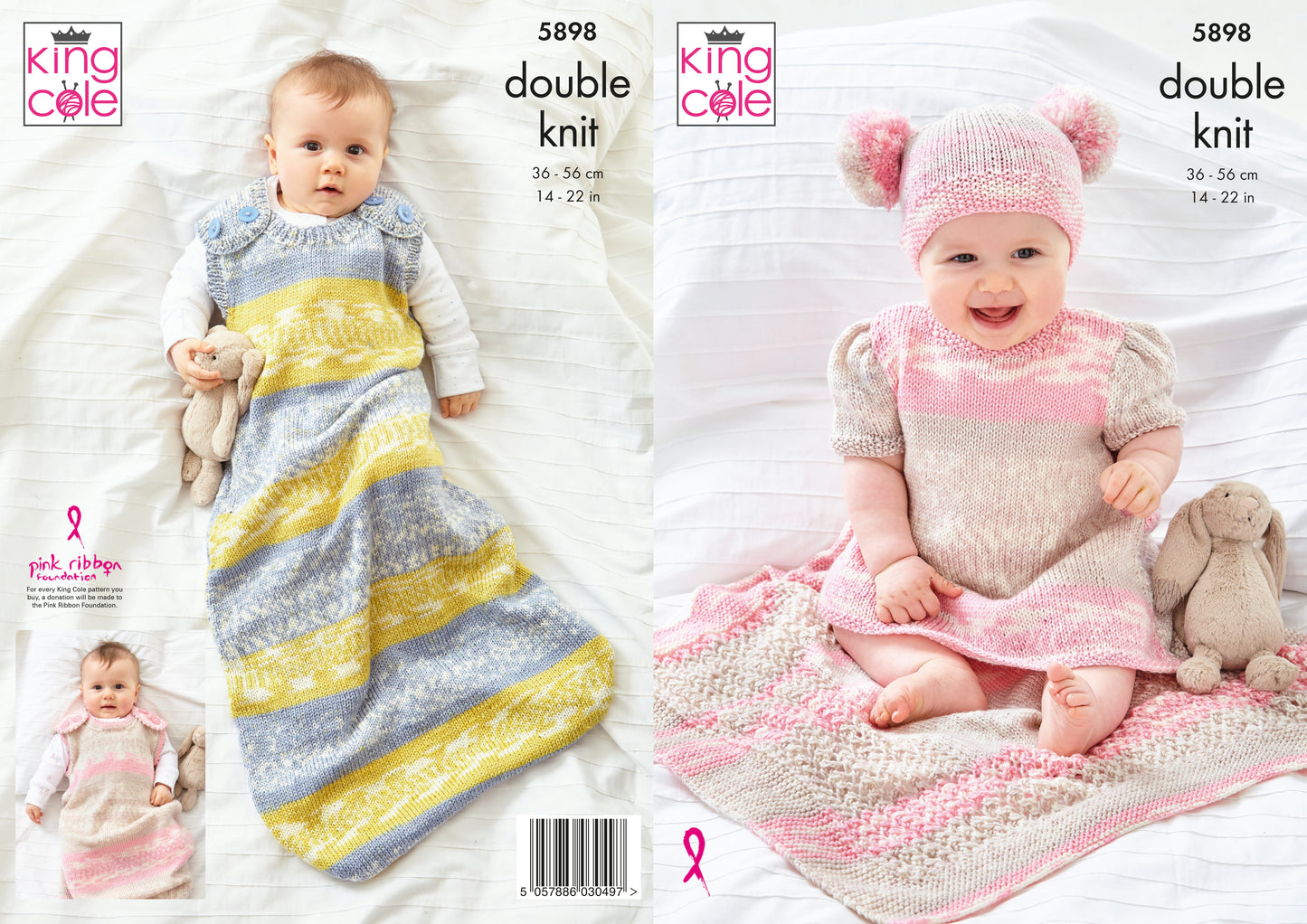 King Cole 5898 Baby DK Dress Sleeping Bag Blanket Hat Knitting Pattern