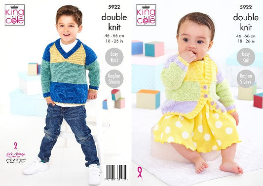 King Cole 5922 Baby Child Sweater Cardigan Knitting Pattern