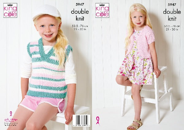 King Cole 5947 Child DK Bolero Vest Top Knitting Pattern