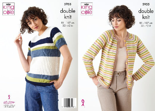 King Cole 5955 Adult DK Sweater Cardigan Knitting Pattern