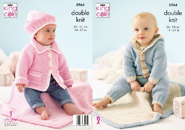 King Cole 5964 Baby DK Jacket Hat Leggings Blanket Knitting Pattern