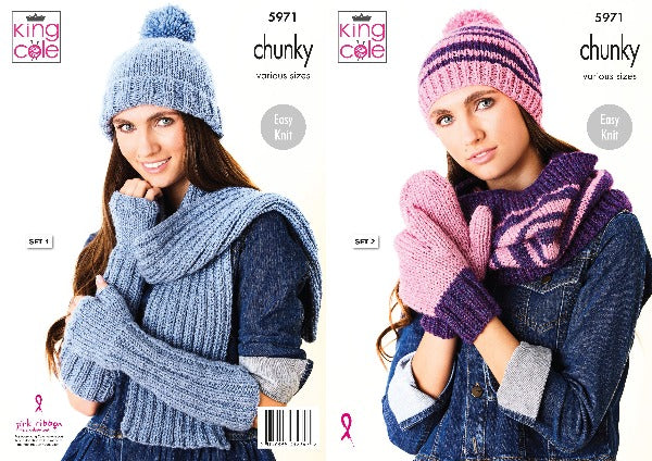 King Cole 5971 Adult Chunky Accessories Knitting Pattern