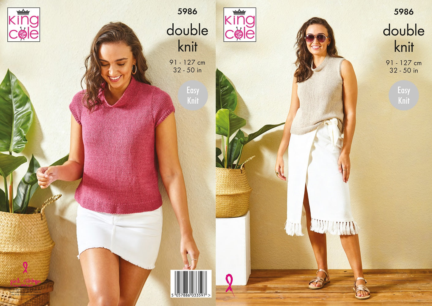 King Cole 5986 Adult DK Ladies Tops Knitting Pattern