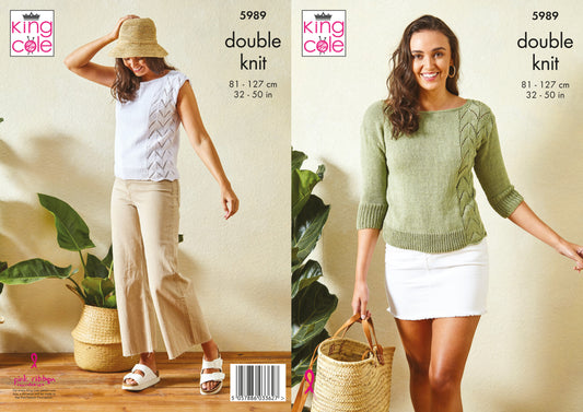 King Cole 5989 Adult DK Tops Knitting Pattern