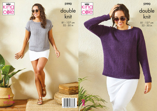 King Cole 5990 Adult DK Sweater Top Knitting Pattern