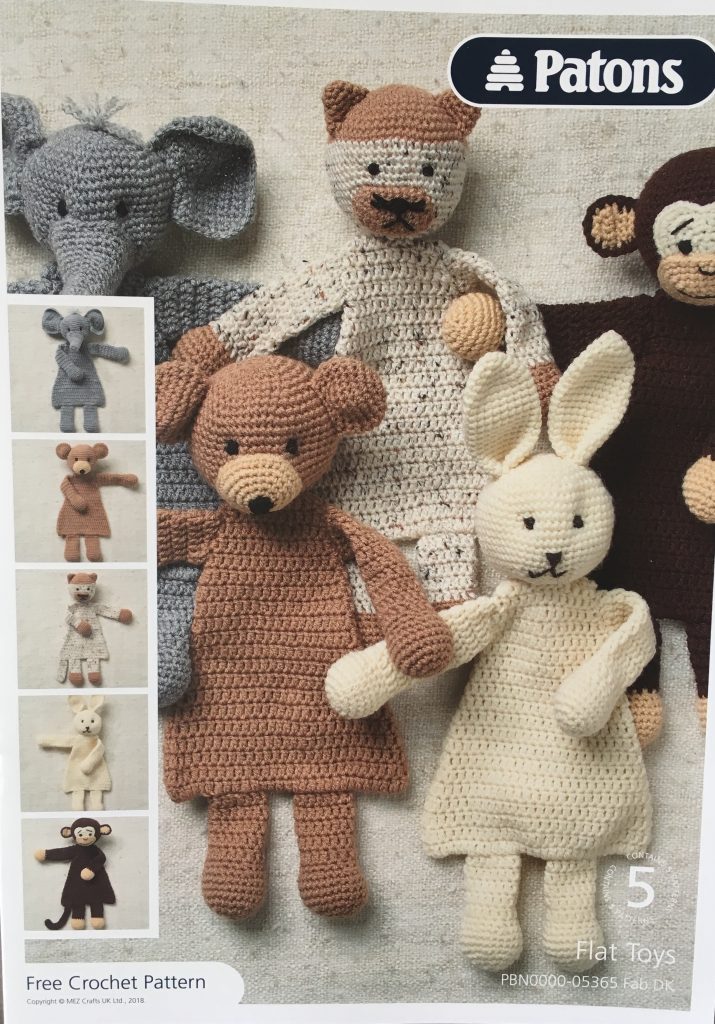 Patons 5 Flat Toys Crochet Pattern and Wool