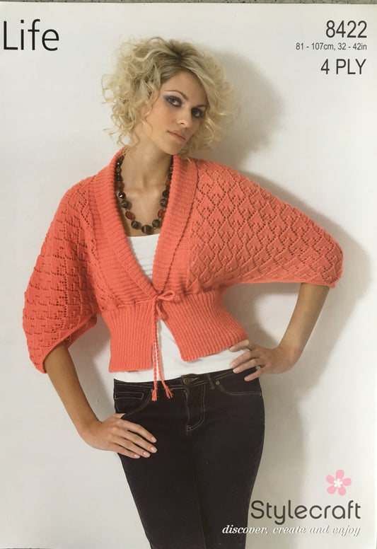 Stylecraft 8422 Adult Cardigan 4ply Knitting Pattern