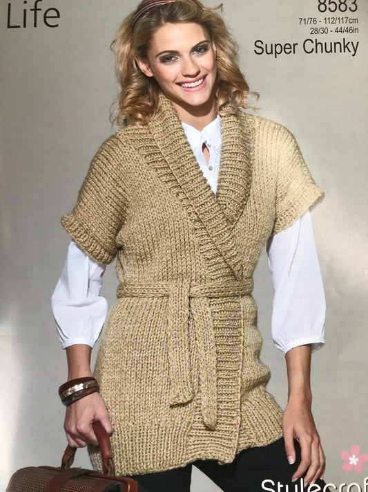 Stylecraft 8583 Adult Super Chunky Cardigan Knitting Pattern