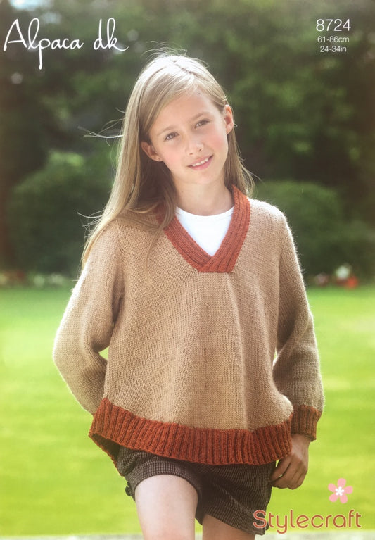 Stylecraft 8724 Childs DK Sweater Knitting Pattern