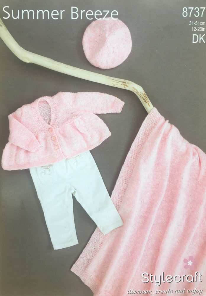 Stylecraft 8737 Baby DK Jacket Blanket Beret Knitting Pattern