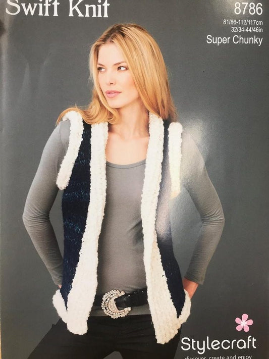 Stylecraft 8786 Adult Super Chunky Russian Gilet Knitting Pattern