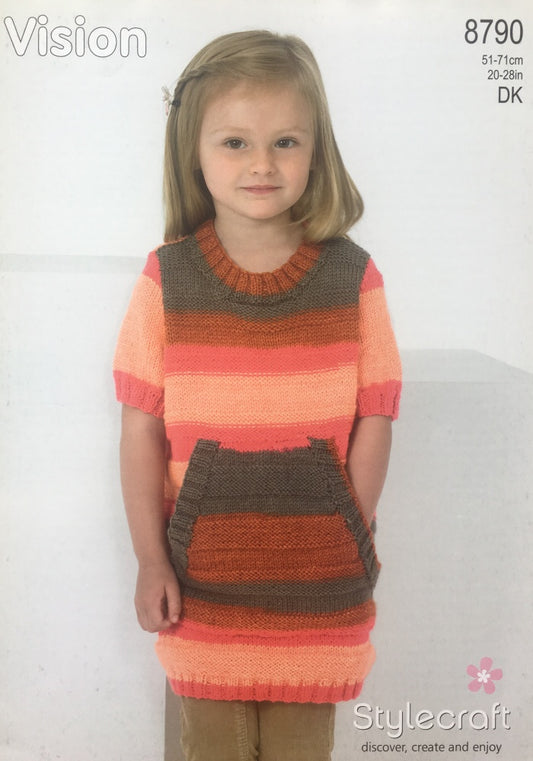 Stylecraft 8790 Child DK Tunic Top Knitting Pattern