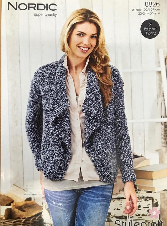 Stylecraft 8826 Adult Super Chunky Jacket Knitting Pattern