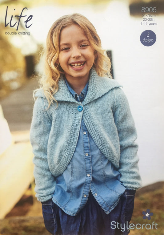 Stylecraft 8905 DK Girls Cardigans Knitting Pattern