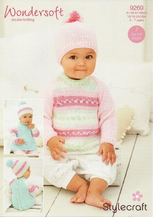 Stylecraft 9269 DK Babies Tunic Hat Knitting Pattern