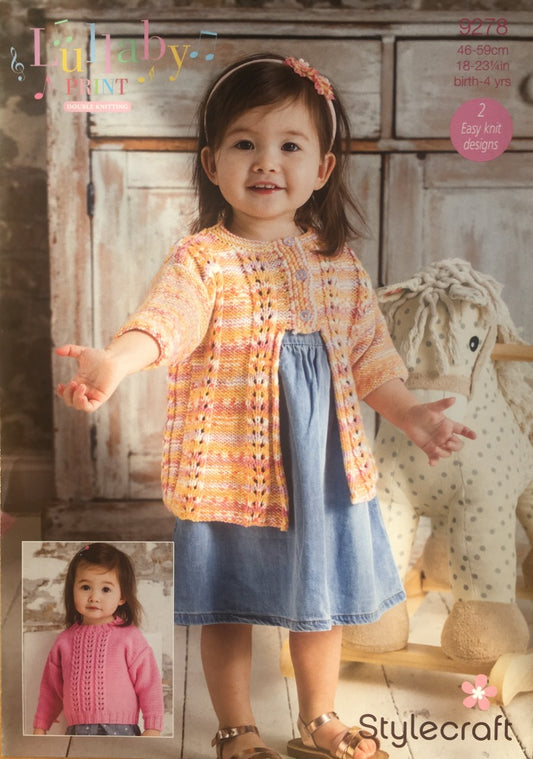 Stylecraft 9278 DK  Girls Cardigan Sweater Knitting Pattern