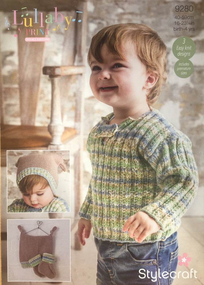 Stylecraft 9280 Baby DK Sweater Hat Booties Knitting Pattern