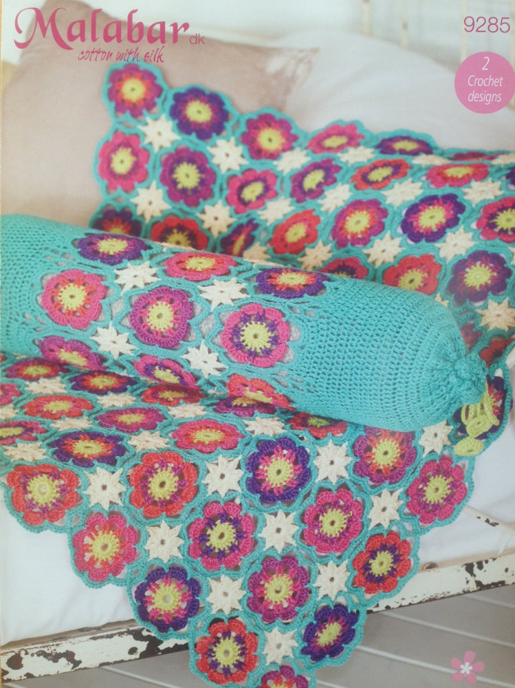 Stylecraft DK Crochet Pattern 9285 Flower Throw Bolster Cushion