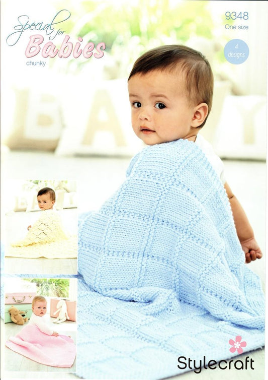 Stylecraft 9348  Baby Blankets Chunky Knitting Pattern