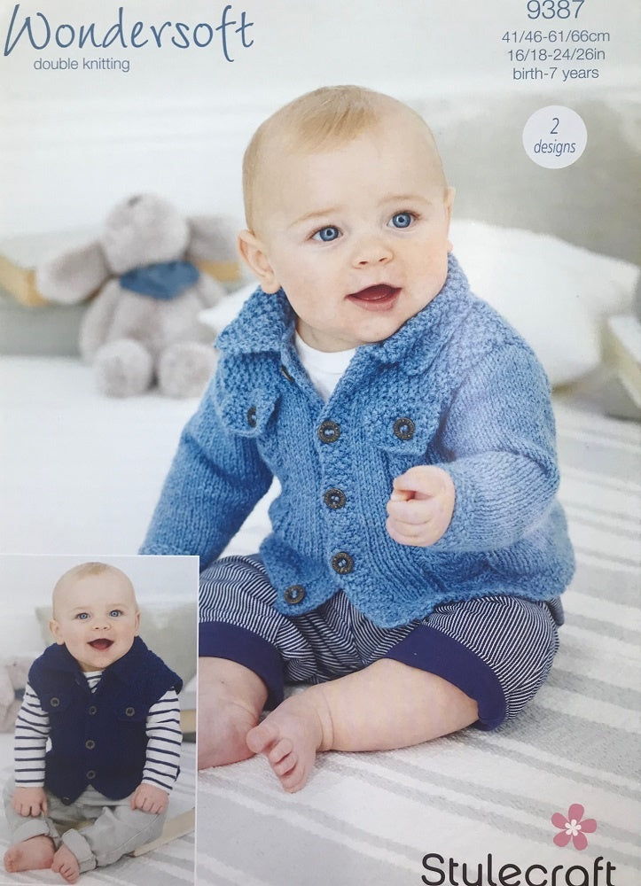 Stylecraft 9387 Baby DK Cardigans Waistcoat Knitting Pattern