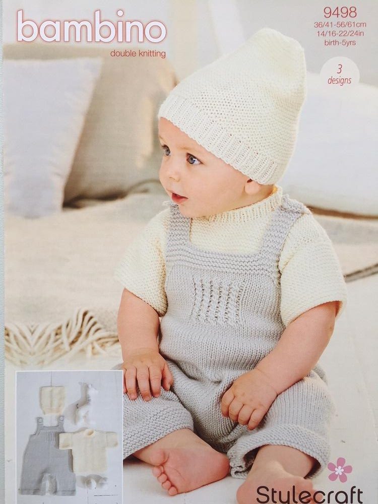 Stylecraft 9498 Baby DK Dungarees, T-Shirt Knitting Pattern