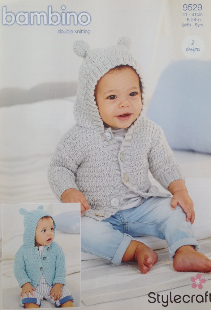 Stylecraft 9529 Baby DK Hoodie Knitting Pattern