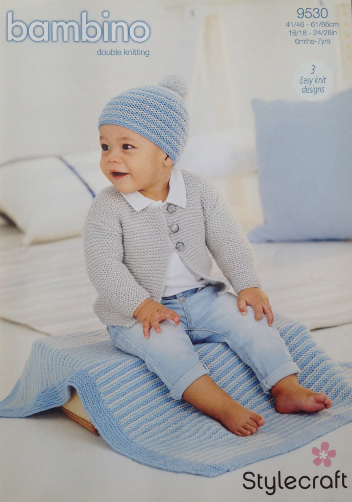 Stylecraft 9530 DK Baby Cardigan Hat Blanket Knitting Pattern