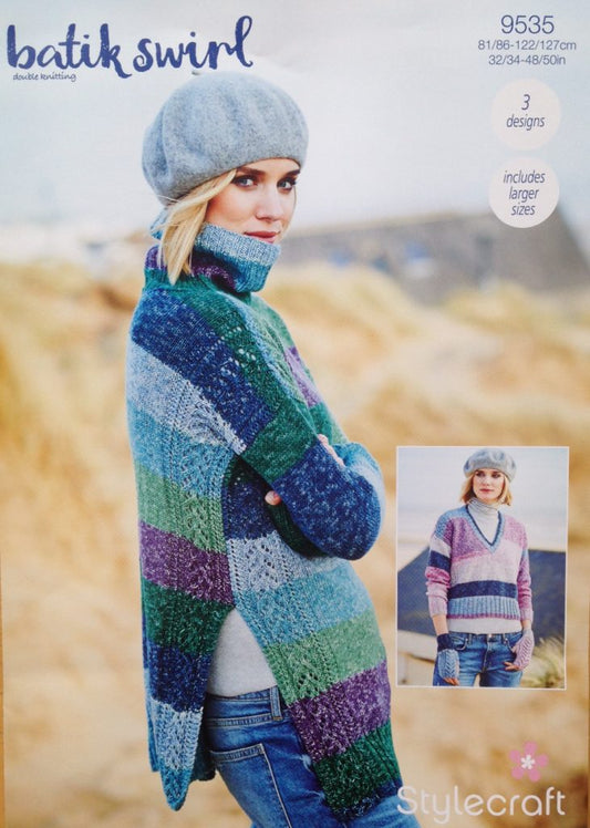 Stylecraft 9535 Adult DK Sweater Mittens Knitting Pattern